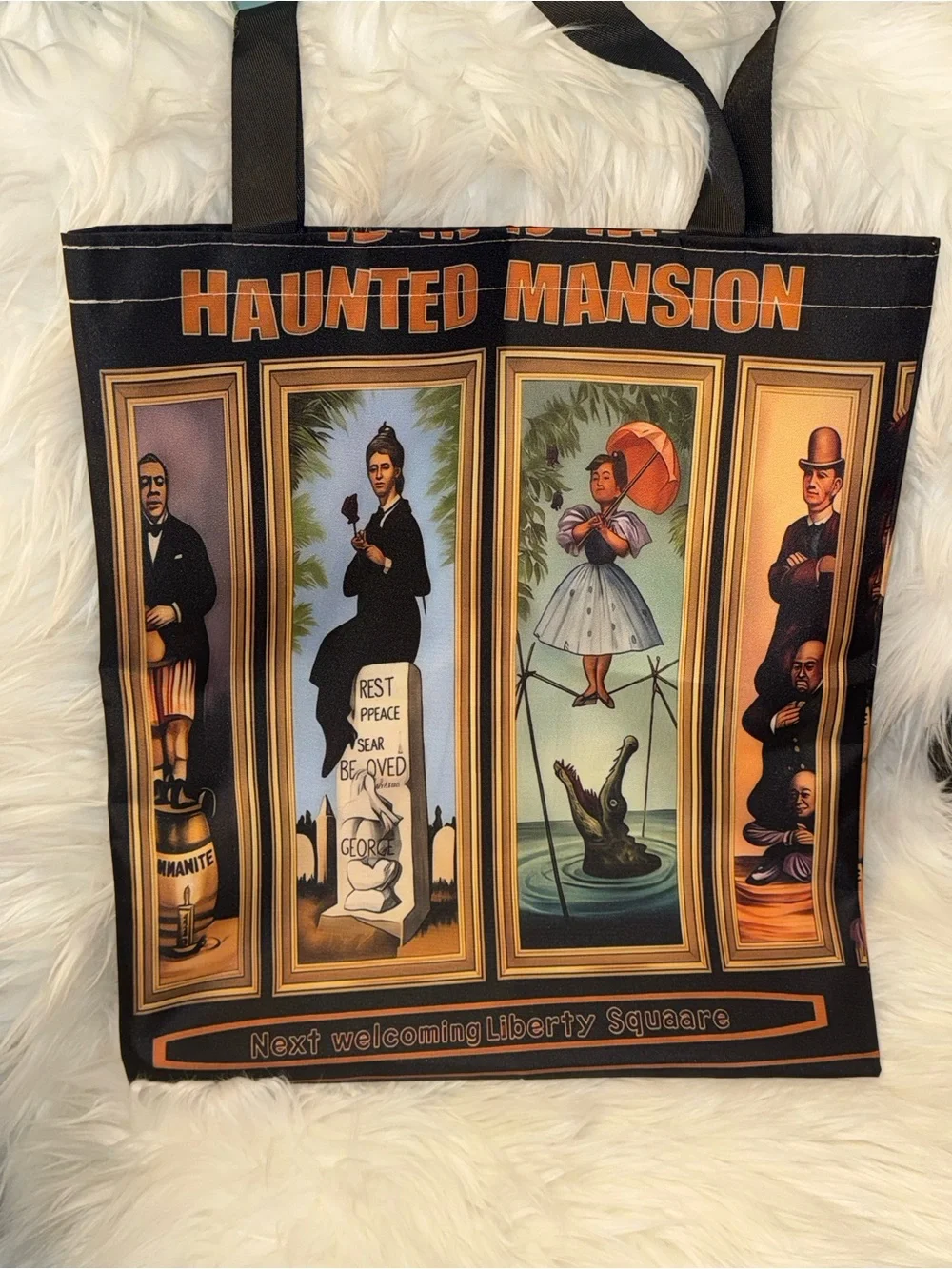 Disney Haunted Mansion Stretching Portraits Tote Bag Halloween Reusable Shopper